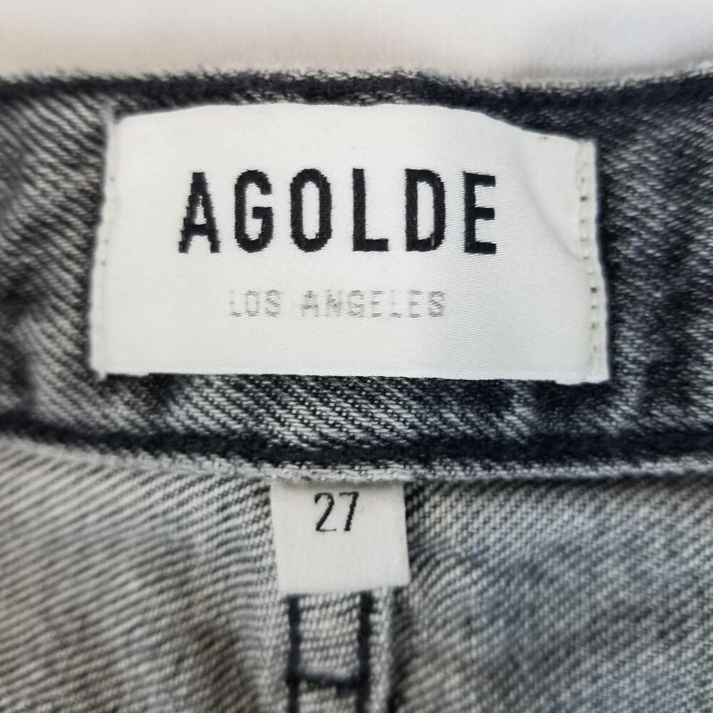 AGOLDE 90s Crop Jeans Womens 27 Gray High Rise Straight Raw Hem Organic - Picture 3 of 11